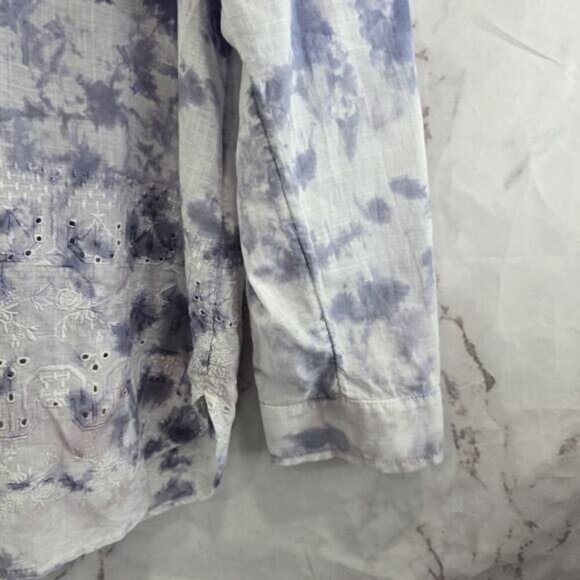 Anthropologie Shirt Womens Large Button Up Tie Dye Pilcro Purple Pink Long - Picture 5 of 13